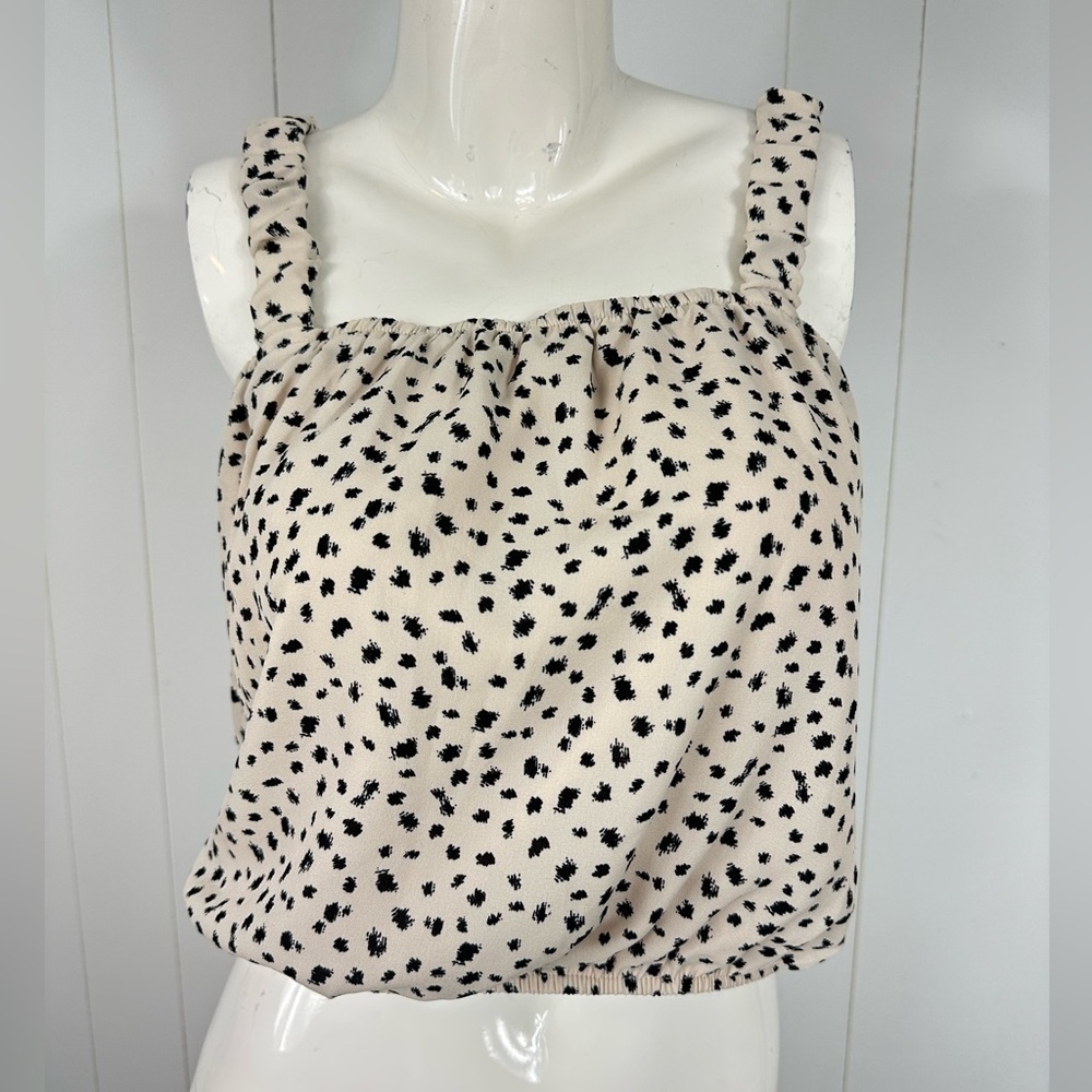 NWT Lola Grace Womens Beige Cami Crop Top Casual Elastic Straps Size Medium M